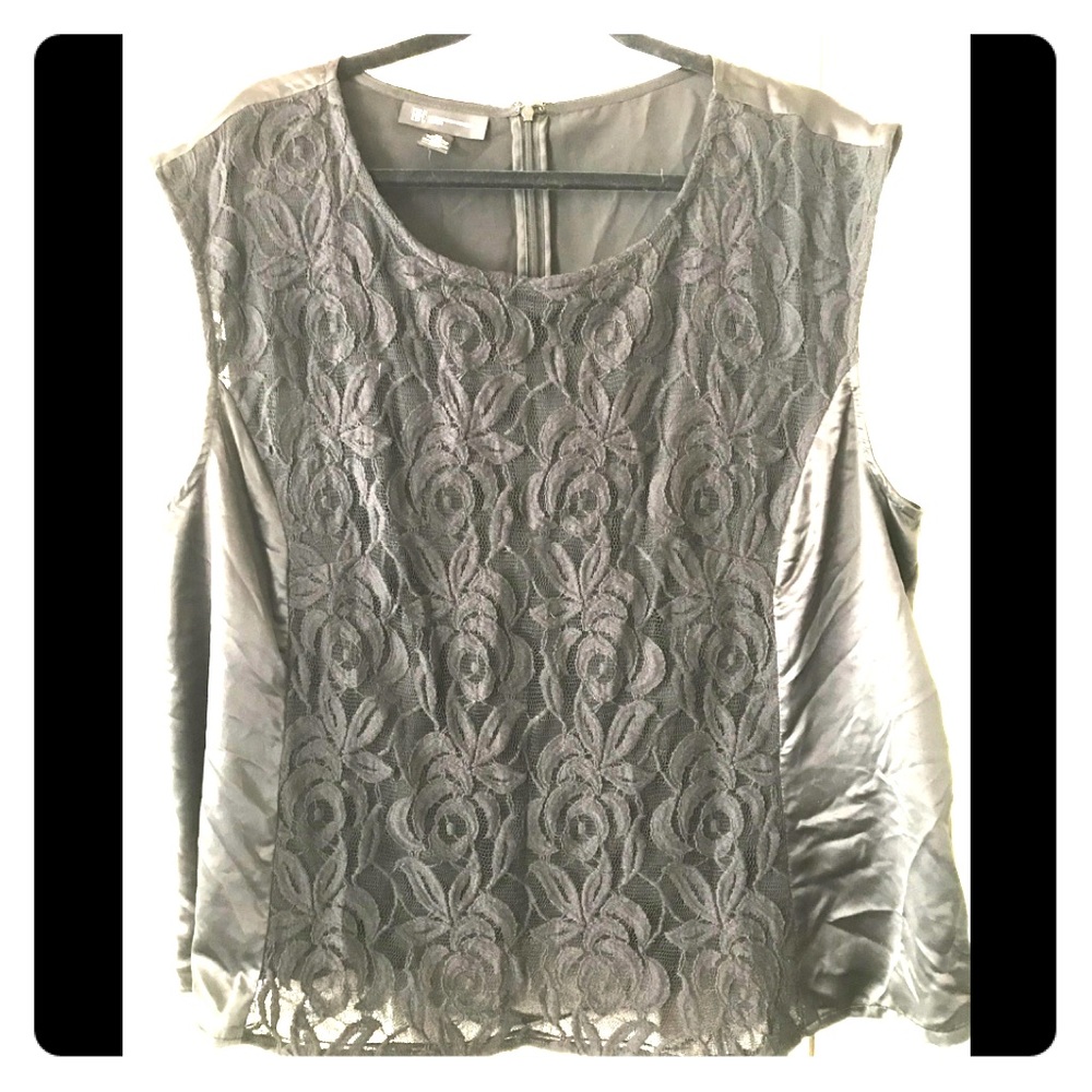 Black satin and lace 3x tank by I.N.C.